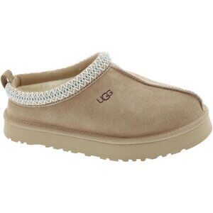 Kids Tazz Platform Slippers Tan Suede Classic Round Top Memory Foam